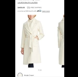 Ralph Lauren Cream wool blend wrap coat